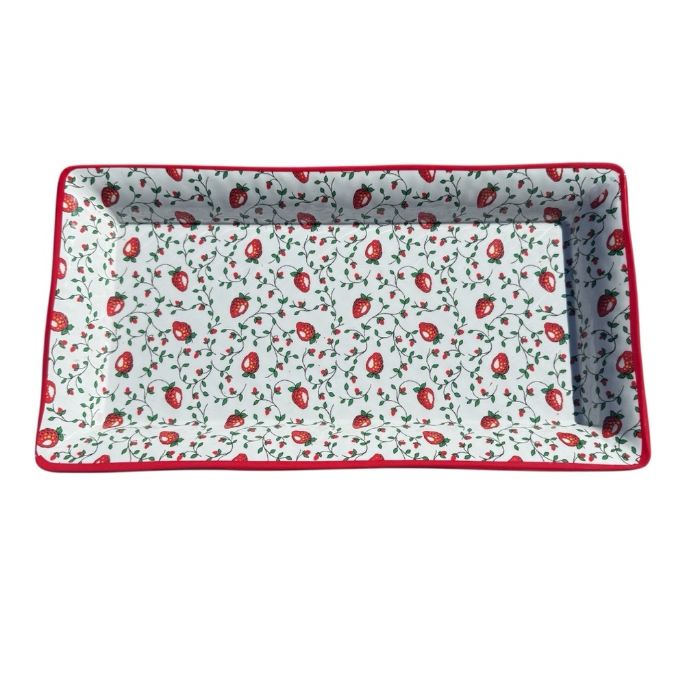 Sur La Table Strawberry Serving Tray Cottagecore Platter Rectangular Melamine